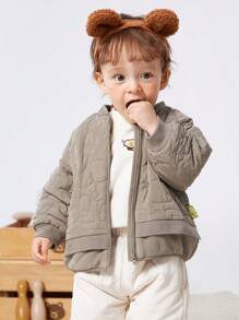 Balabala Abrigo acolchado para bebé niña, ropa cosida nueva, gruesa, de moda y sencilla - Gris - Ver 1