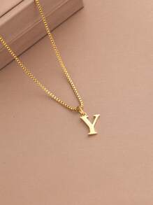 1pc Women Initial Letter A-Z Necklace, Stainless Steel Alphabet Pendant, Halloween & Back To School Gift