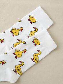 1 Đôi tất thời trang cao đến bắp chân bằng vải ngỗng trắng và vàng dành cho nam và nữ, mùa thu - Nhiều màu - Xem 6