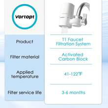 Vortopt T1 Faucet Water Filter For Sink, 400 Gallons NSF Certified Tap Water Purifier For Kitchen And Bathroom, Reduces Lead, Chlorine - 白色 - 查看 4