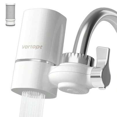 Vortopt T1 Faucet Water Filter For Sink, 400 Gallons NSF Certified Tap Water Purifier For Kitchen And Bathroom, Reduces Lead, Chlorine