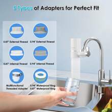 Vortopt T1 Faucet Water Filter For Sink, 400 Gallons NSF Certified Tap Water Purifier For Kitchen And Bathroom, Reduces Lead, Chlorine - 白色 - 查看 5