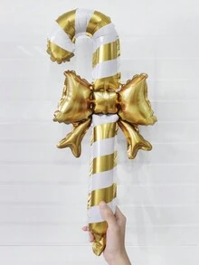 5 件套金属圣诞拐杖糖形气球套装 - 金色 - 查看 3