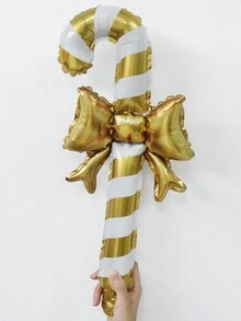 5 件套金属圣诞拐杖糖形气球套装 - 金色 - 查看 4