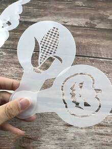 25 cái/bộ Khuôn vẽ nghệ thuật Latte tự làm cho Lễ Tạ ơn Giáng sinh Trà sữa, Khuôn vẽ bột ca cao nướng, Khuôn phủi bụi, Khuôn vẽ sơn phun Quà tặng Giáng sinh Trở lại trường - trắng - Xem 5