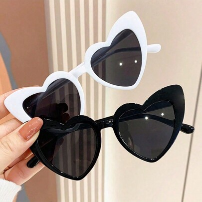 1/2/3pcs Heart-Shaped Fashion Glasses, Fashion Glasses, Heart-Shaped Glasses, Suitable For Party, Travel, Beach Y2KFest MusicFest For Summer Beach Vacation,Outdoor,Travel