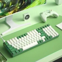 JOMAA Bàn phím chơi game cơ có dây có đèn nền, thiết kế tiện dụng cho văn phòng và chơi game - màu sắc hỗn hợp - Xem 10
