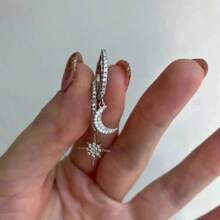1 pieza Pendientes de botón con estrella ciega de circonita cúbica de moda para uso diario de mujer