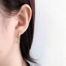 1 pieza Pendientes de botón con estrella ciega de circonita cúbica de moda para uso diario de mujer