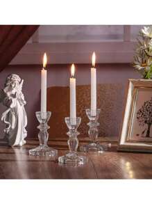 1 件透明锥形大容量烛台适用于婚礼、节庆、派对桌面装饰、美学房间装饰、家居氛围装饰 - 彩色 - 查看 2