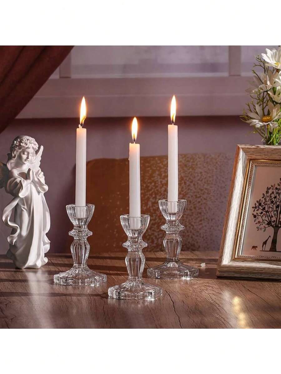 1 件透明锥形大容量烛台适用于婚礼、节庆、派对桌面装饰、美学房间装饰、家居氛围装饰