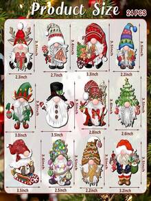 Bộ trang trí Gnome Giáng sinh kỳ quái 12/24 chiếc - Đồ trang trí cây thông bằng gỗ thủ công có móc treo cho gia đình, tiệc Giáng sinh, điểm nhấn ngày lễ (Bao bì ngẫu nhiên), Halloween, đồ trang trí Halloween - Nhiều màu - Xem 6