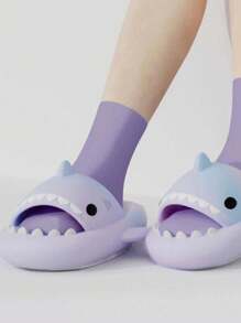 Sandalias Bicolor Diseño De Tiburón Unisex Descanso - Morado Violeta - Ver 3