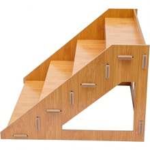 CNCEST 4 件 4 层零售展示架 乡村风格零售展示架 分级桌面展示架 纸杯蛋糕甜点架 支架 阶梯式储物整理架 适用于商店，木色蛋糕架 - 木材顏色 - 查看 8