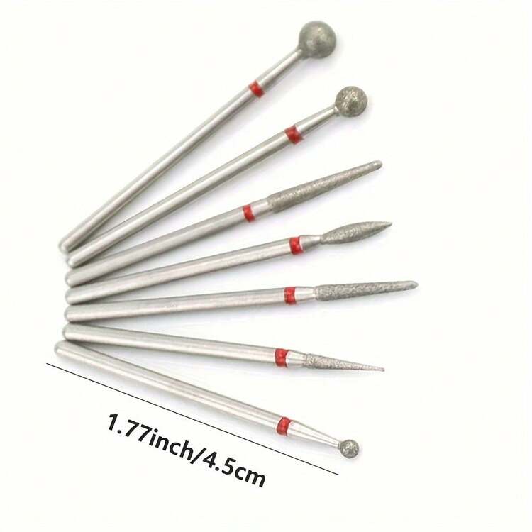 7件套美甲抛光钻头、美甲钻头、美甲抛光清洁刷、丙烯酸凝胶卸甲液、美甲抛光工具、美甲美足修甲工具 - 彩色 - 查看 3