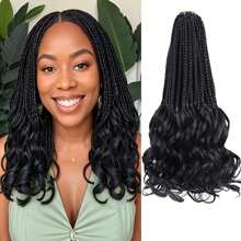 Goddess French Curl Box Braids Crochet Hair 12Inch Crochet Braids With Curly Ends Pre Looped French Curl Braiding Hair Extensions For Women Daily Party Use - Multicolor - View 3