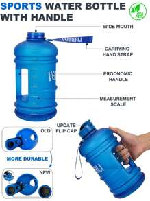 2.2L Water Bottle, Extra Strong Leakproof 2.2 Litre Large Water Jug Half Gallon Hydrate Sturdy Ideal For Adults Men Family Sport Gym Fitness Outdoor Cycling Bodybuilding 73oz - Royal Blue - View 4