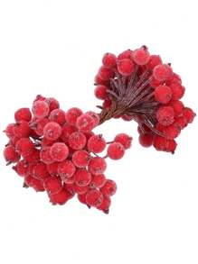20/40/60/100 chiếc Mini Giáng sinh Frosted nhân tạo Berry Vivid Red Holly Berries Trang trí tiệc cưới Hoa nhân tạo Trang trí nhà cửa, Giáng sinh - Xem 2