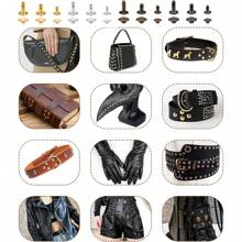480/360/180 Sets Rivets For Leather, Leather Rivet Kit, 4 Colors 3 Sizes Leather Rivets And Snaps For Leather Crafts, Clothes, Shoes, Leather Boots, Bags, Decoration (Gold, Silver, Bronze And Gunmetal)