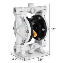 Air-Operated Double Diaphragm Pump, 1/2 In Inlet & Outlet, Polypropylene Body, 13.2 GPM & Max 120PSI, PTFE Diaphragm Pneumatic Transfer Pump For Petroleu, Oil & Low Viscosity Fluids