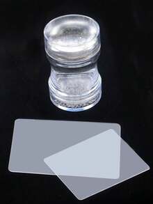 美甲印花工具套装，透明极光雪花硅胶印章，美甲钢板印花DIY，大小美甲印章和刮板 - 無色 - 查看 5