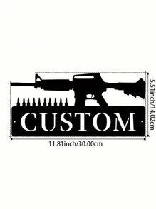 1 Custom Assault Rifle And Bullet Wall Art Metal Sword Nameplate Personalized Salon Logo Personalized Assault Rifle And Bullet Car Logo Farmhouse Wall Decor Custom Name Wall Decor For Metal Assault Rifle And Bullet Art Porch Patio Gifts Birthday Graduation