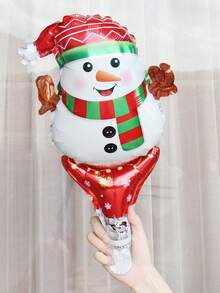 6pcs Metallic Color Christmas Snowman Handheld Balloon Set - Red - View 3
