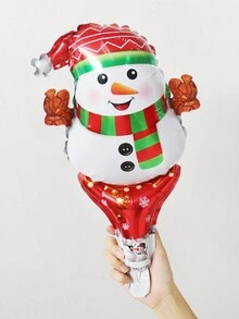 6pcs Metallic Color Christmas Snowman Handheld Balloon Set - Red - View 4