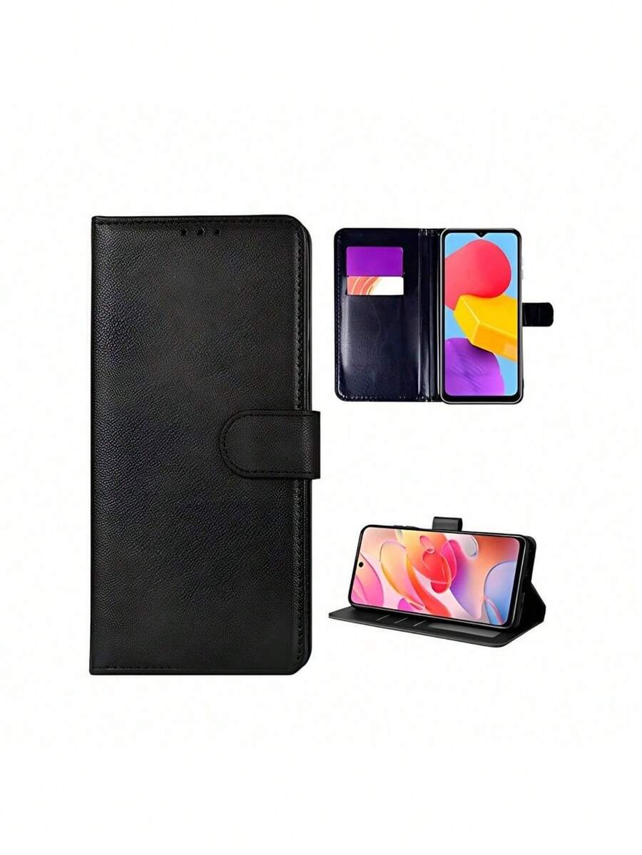 Black Leather Wallet Case For Redmi 13C - 彩色 - 查看 1