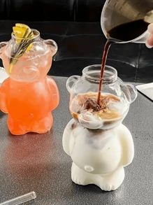 1pc Cartoon Glass Coffee Cup, Fun Birthday Gift For Girls, Creative & Cute - Multicolor - View 2