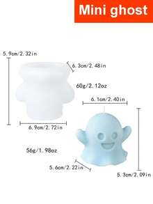 Molde de silicona con forma de fantasma para vela de Halloween, molde de diseño de calabaza DIY para adorno - Blanco - Ver 3