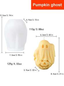 Molde de silicona con forma de fantasma para vela de Halloween, molde de diseño de calabaza DIY para adorno - Blanco - Ver 4