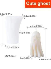 Molde de silicona con forma de fantasma para vela de Halloween, molde de diseño de calabaza DIY para adorno - Blanco - Ver 2