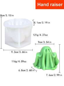 Molde de silicona con forma de fantasma para vela de Halloween, molde de diseño de calabaza DIY para adorno - Blanco - Ver 6
