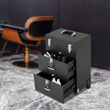 Cosmetic Trolley Makeup Storage Organizer Rolling Makeup Train Case Luggage Box - Black - View 2