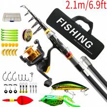 釣竿捲線器組合套裝,碳纖維材質,可攜式伸縮式旋轉捲線器,適用於旅行、海水和淡水釣魚,男士禮物 - 金色 - 查看 9