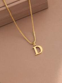 1pc Women Initial Letter A-Z Necklace, Stainless Steel Alphabet Pendant, Halloween & Back To School Gift