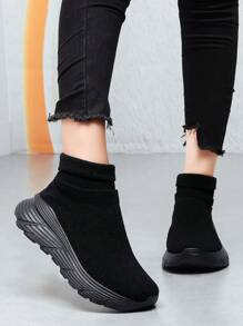 Zapatillas casuales de punto ligeras para mujer, zapatos para caminar de puntera redonda y de fácil calce para fitness diario y carrera a corta distancia