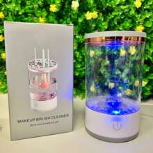 Limpiador y secador automático de brochas de maquillaje 3 en 1 en multicolor con soporte - Perfecto para limpiar brochas de maquillaje, bolsa, organizador, almacenamiento, organizador de maquillaje, maquillaje