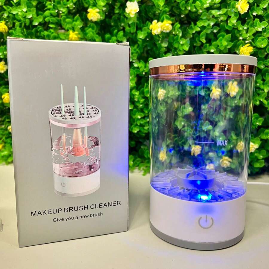 Limpiador y secador automático de brochas de maquillaje 3 en 1 en multicolor con soporte - Perfecto para limpiar brochas de maquillaje, bolsa, organizador, almacenamiento, organizador de maquillaje, maquillaje