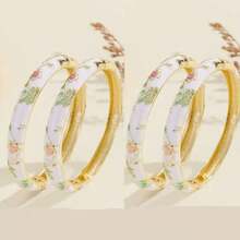 4pcs Cloisonne Enamel Droplets Gold Plated Women's Bracelet