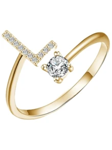 Anillos con letras ajustables para mujeres y adolescentes, anillo abierto minimalista con inicial para mujeres y hombres, anillo de letra en inglés personalizado 26, anillo de dedo delicado de acero inoxidable, regalo de pareja y amigo, accesorios de joyería de moda