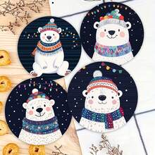 1 bộ/4/6 chiếc Giáng sinh Bộ đế lót ly bùn tảo cát hoạt hình gấu trắng dễ thương - Cốc lót cốc, đế lót ly cà phê - Lý tưởng để trang trí nhà và nhà hàng, quà tặng sinh nhật đẹp hoặc ngày lễ, trang trí bàn, khay đệm lót bàn ủi, trang trí ngày lễ, trang trí phòng, trang trí nhà cửa , Trang trí văn phòng, Trang trí tiệc theo chủ đề - Nhiều màu - Xem 2