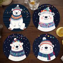 1 bộ/4/6 chiếc Giáng sinh Bộ đế lót ly bùn tảo cát hoạt hình gấu trắng dễ thương - Cốc lót cốc, đế lót ly cà phê - Lý tưởng để trang trí nhà và nhà hàng, quà tặng sinh nhật đẹp hoặc ngày lễ, trang trí bàn, khay đệm lót bàn ủi, trang trí ngày lễ, trang trí phòng, trang trí nhà cửa , Trang trí văn phòng, Trang trí tiệc theo chủ đề - Nhiều màu - Xem 5
