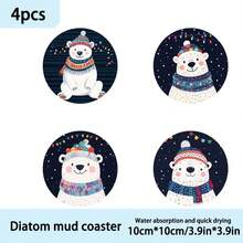 1 bộ/4/6 chiếc Giáng sinh Bộ đế lót ly bùn tảo cát hoạt hình gấu trắng dễ thương - Cốc lót cốc, đế lót ly cà phê - Lý tưởng để trang trí nhà và nhà hàng, quà tặng sinh nhật đẹp hoặc ngày lễ, trang trí bàn, khay đệm lót bàn ủi, trang trí ngày lễ, trang trí phòng, trang trí nhà cửa , Trang trí văn phòng, Trang trí tiệc theo chủ đề - Nhiều màu - Xem 7