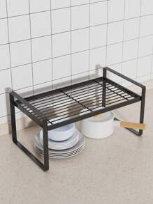 黑色1個包裝櫥櫃收納架,適用於廚房、浴室、餐具室、咖啡櫃臺、家庭辦公桌重型防滑 - 黑色 - 查看 13