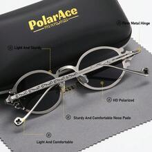 PolarAce Kính mát thời trang ProlarAce Unisex Oval Metal Outdoor Full-Frame Beach Accessories Sunglasses - Đen Xám - Xem 3