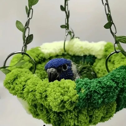 1pc Parrot Sleep Nest Mori Style Hammock Tiger Skin Peony Featured Bird's Nest Bird Cage Hanging Supplies Parrot Nest Swing Fashion Creativity Comfortable Parrot Nest Bird's Nest,Pet Toys