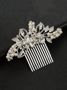 1 件新娘婚礼合金水钻发饰，女孩派对/活动/度假/拍照发夹装饰 - A - 查看 8