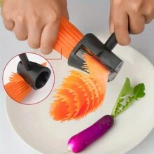 1pc Multifunctional Spiral Slicer, Vegetable Flower Cutter For Cucumber, Carrot, Creative Kitchen Tool - Black - View 4